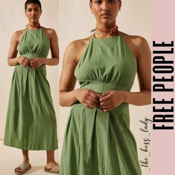 Free People Dresses & Skirts - Free People dress midi cotton halter spring summer boho